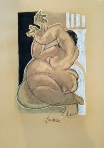 Christian Peschke Akt Pastell auf Papier Maße 59,5 x 42 cm Unkat