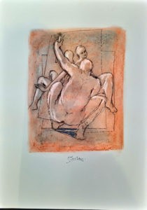 Christian Peschke Figurengruppe - Drei Personen Pastell auf Papier Maße 70 x 50 cm Unikat