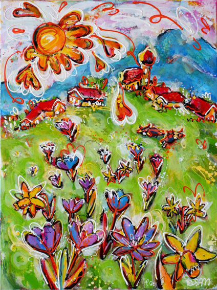 Marco Grieser Frühlingsblumen Acryl/Leinwand 80 x 60 cm Unikat