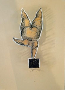 Christian Peschke Handstand Pastell auf Papier Maße 59,5 x 42 cm Unikat