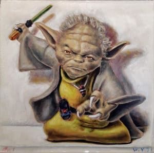 Andreas Schiller Ölgemälde WY 31, Star Wars Yoda