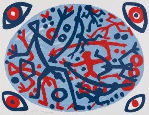 A. R. Penck Komposition mit vier Augen Farbserigraphie