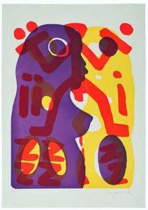 A. R. Penck Serie II, Du (Lila-Gelb) Farbserigraphie
