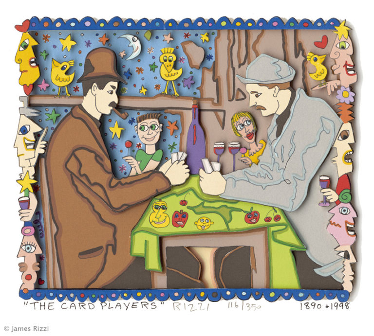 James Rizzi The Card Players mit Passepartout Auflage 350 Ex. handsigniert 40 x 50 cm