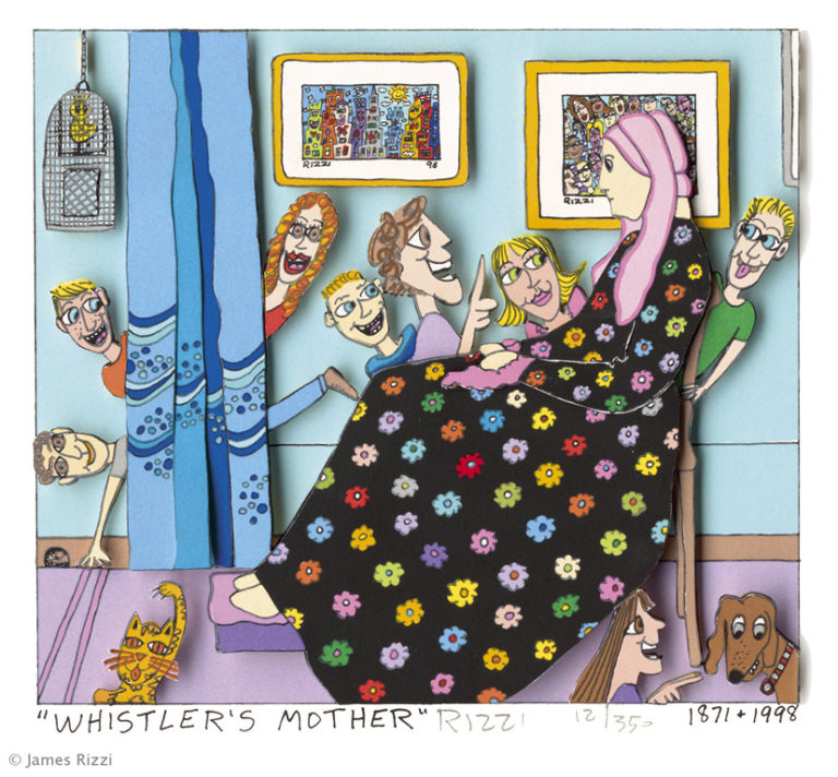 James Rizzi Whistler´s Mother mit Passepartout Auflage 350 Ex. handsigniert 40 x 50 cm