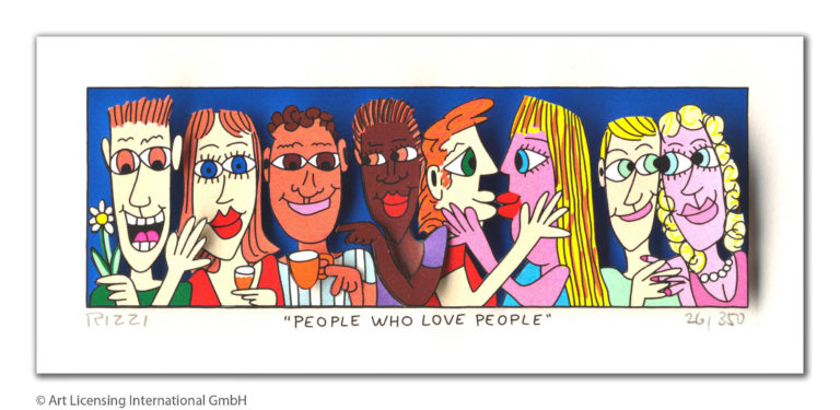 James Rizzi People Who Love People mit Passepartout Auflage 350 Ex. drucksigniert 24 x 40 cm