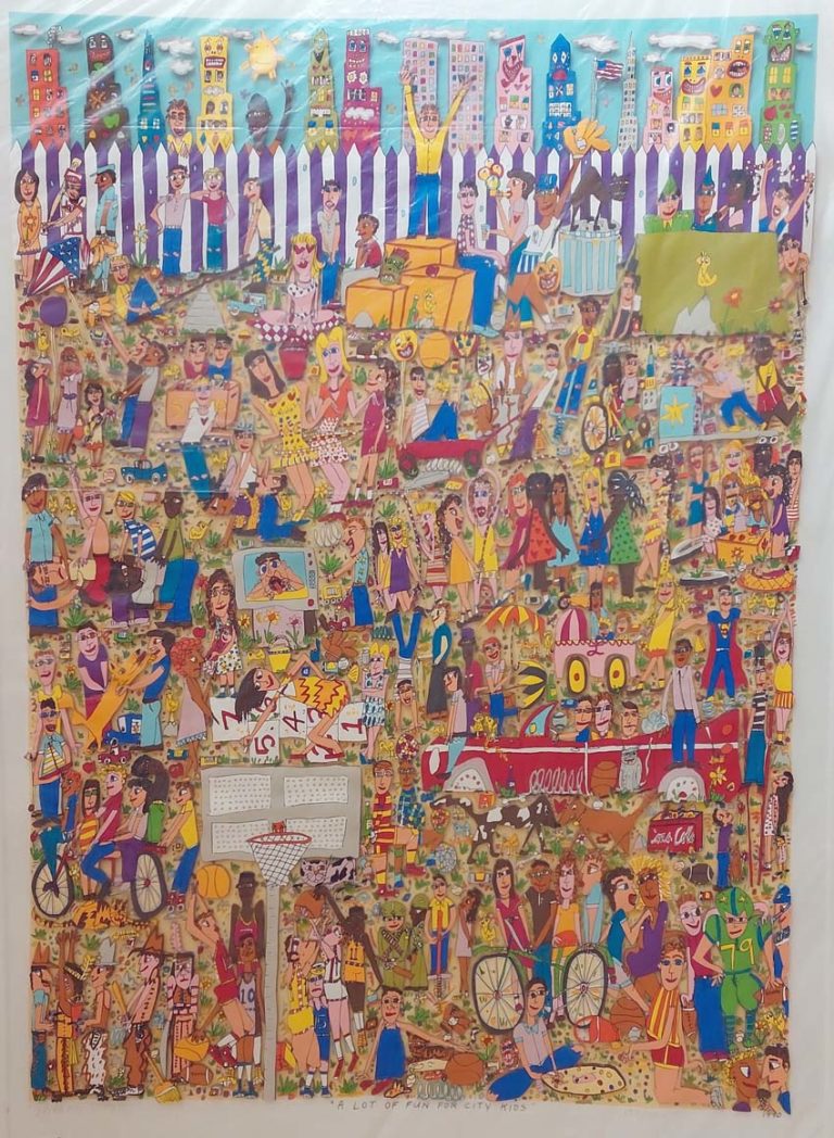 James Rizzi A Lot Of Fun For City Kids, 1990 Auflage 132/350 handsigniert 103,5 x 74,5 cm