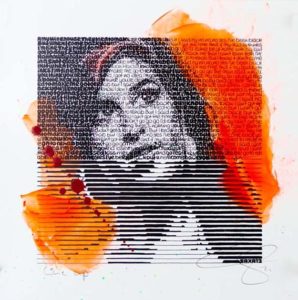 SAXA Amy Winehouse - Line up Mixed Media/Pigmentdruck auf Karton 20 x 20 cm signiert und datiert Overpainting