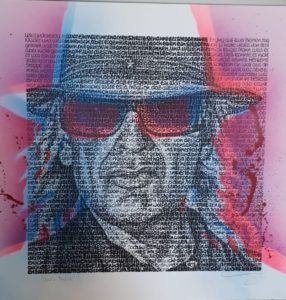 SAXA Udo Lindenberg - Coole Panik Mixed Media/Pigmentdruck auf Karton 60 x 60 cm signiert und datiert Overpainting