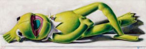 Andreas Schiller WKDA Frosch Kermit Grün Liegend Öl auf Leinwand