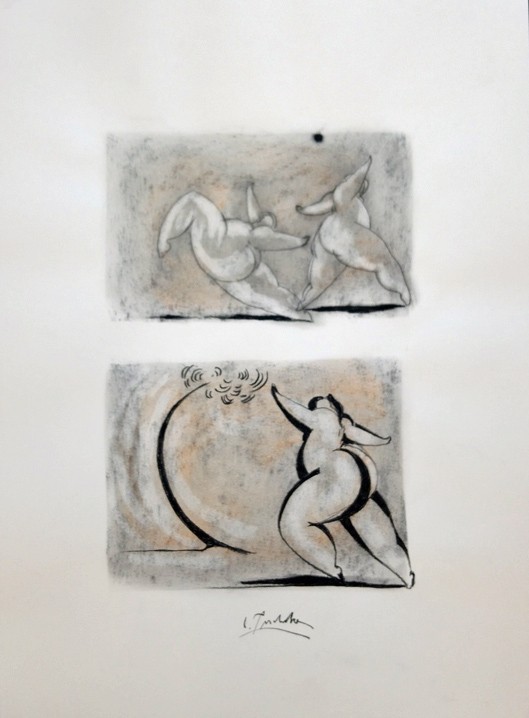 Christian Peschke Tanzende Pastell auf Papier Maße 70 x 50 cm Unikat