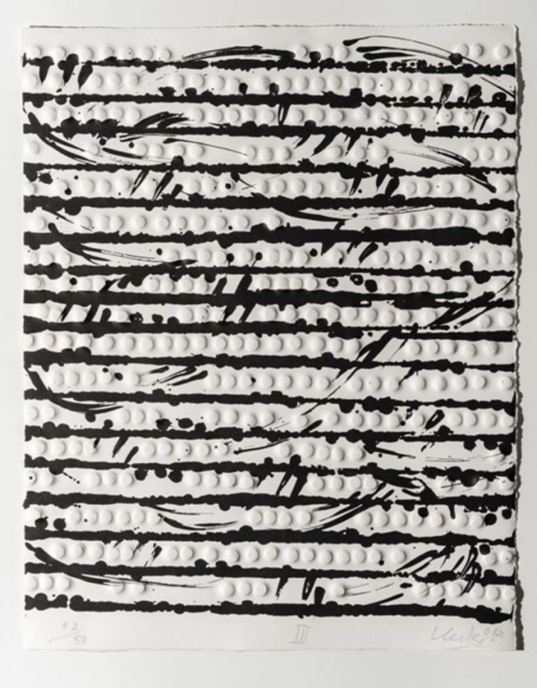Günther Uecker Optische Partitur III, 2012 Prägedruck mit Lithografie Auflage 42/50 Maße 60 x 47 cm