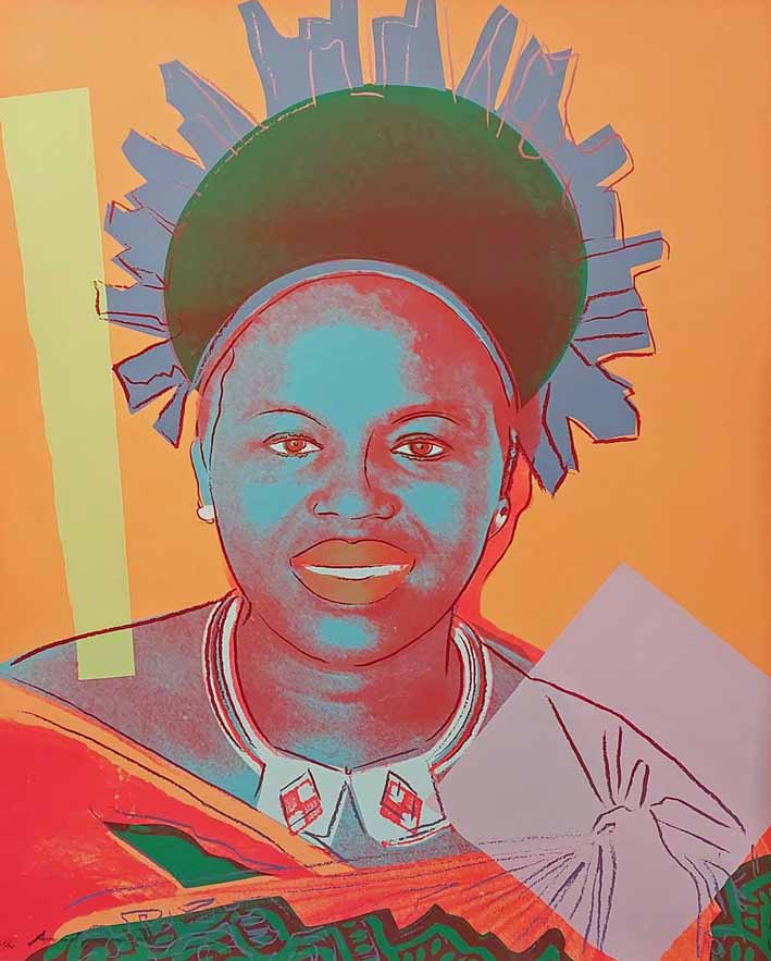 Andy Warhol Queen Ntombi Twala Of Swaziland WVZ II.346 Reigning Queens 1985 Farbserigrafie 100x80cm