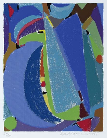 Max Ackermann Blaues Spektrum, 1955; (Schwünge) Siebdruck auf BFK Rives Bütten 30,4 x 24,0 cm signiert
