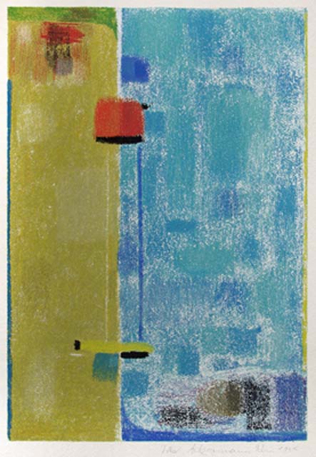 Max Ackermann Türkis-Sand, 1964 (Rom - Zyklus) Siebdruck auf Bütten 50,5 x 35,1 cm signiert
