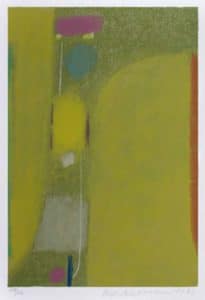 Max Ackermann Begegnung der Kontinente, 1973 (Goldene Brücke / Gelbe Meditation) Siebdruck auf C.M. Fabriano Bütten 49,3 x 33,2 cm signiert